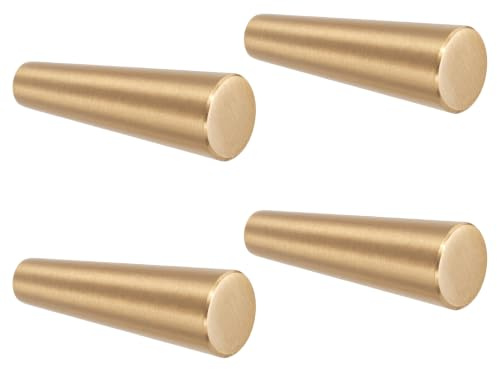 4er Pack, Gold Dekorative Wandhaken aus Gebürstetem Messinghaken, 32 mm x 30 mm, für Badezimmer, Bekleidungsgeschäft, Hotel, Café, Hut, Kleiderhaken Handtuchhaken Kleiderbügel Wand Montiert (Konisch)