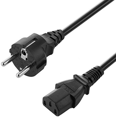Strömkabel nätkabel Eurostecker CEE 7/7 till IEC13-kontakt kabel 3-polig kylutrustningskabel för PC, skärm, skrivare, PS3/PS4 PRO, scanner, TV 1,8 m