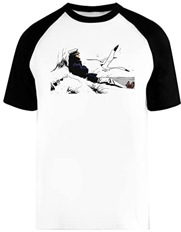 Wigoro Corto Au Les Rive avec des Oiseaux Unisexe Hommes Femmes Baseball T-Shirt Blanc Manches Courtes Unisex Baseball T-Shirt