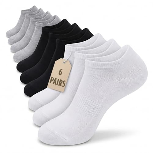 SC Products 6 Pairs Invisible Cotton Trainer Socks Womens 4-7 Multipack
