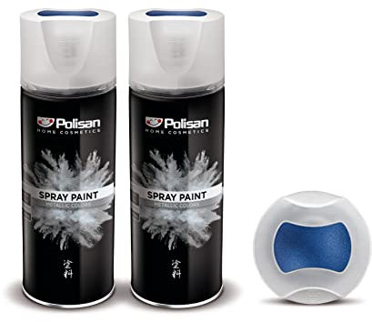 Polisan Spray Paint | Metallic Blue | Perfect for Radiator, Plastic, Fabric, Metal, Wood, Bike, Marking | 2 x 400ml | Double Pack