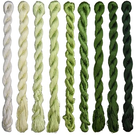 MINGGUXIUYI 100 % silkegarn, handfärgat, tonade färger, 110 m per färg, för handbroderi (107)
