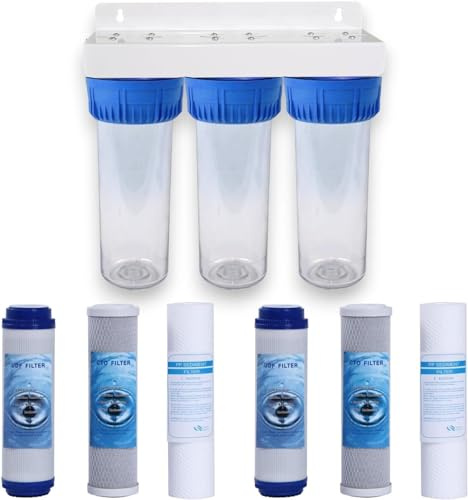 MGidea filtro acqua KIT tre stadi sei cartucce NW-BR10B4 filtrazione sedimenti e carboni attivi 1 1/2 3/4 (1/2 (20,67mm))