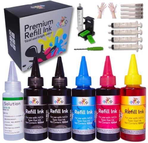 GOODTINTAS Kit de Recarga de Tinta Compatible para Cartuchos de Tinta HP 307XL 305XL 304XL 303XL 302XL 301XL 300 301 302 303 304 305 21 22 62 Incluye 500 ML Tintas+ Accesorios+ 50ml Limpia Cabezales