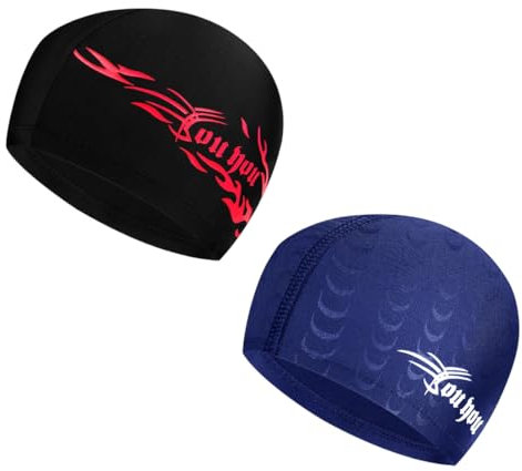 2 Piezas Unisex Gorro de Natación, Gorro Elásticos de Baño Piscina, Gorros Piscina Tela, Gorros De Natación Elásticos para Adultos Y Niños, Sombreros de Natación para Hombres y Mujeres