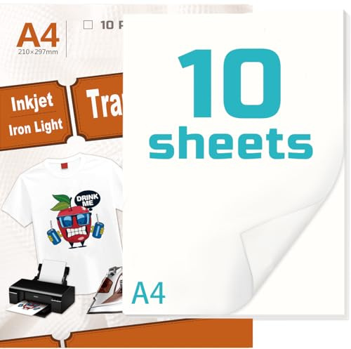 Dekaim 20 Sheets T Shirt Transfer Paper A4 Heat Transfer Paper for Dark Fabric Transfer Paper for Black T-Shirts Printable Vinyl, Iron On Transfers for Inkjet & Laser Printer