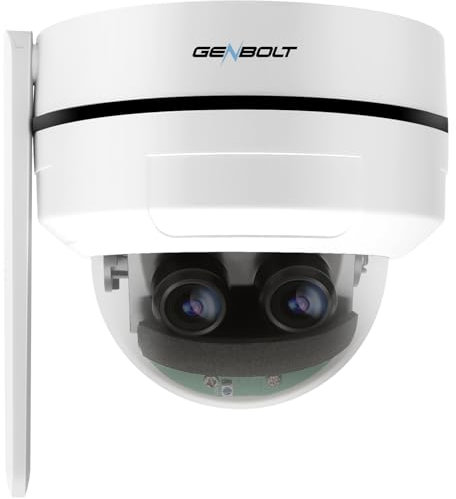 GENBOLT 2.5k PTZ WiFi Security Camera Camera intérieur et extérieur DC & POE, 4MP Dual Lens Home Surveillance IP Camera CCTV 10X Hybrid Zoom, IK10 VANDALproof, IP66 STAPPOR