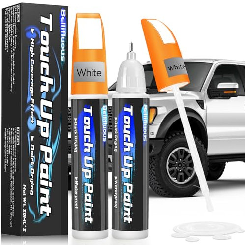 Bellifluous Lackstift Weiß, Lackstift Auto, 2 Stöcke 2 in 1 Kratzer Entferner Auto Weiß, Schnelltrocknender Felgenlack Weiß Glänzend Zum Abdecken Und Reparieren Von Autokratzern(40ml)