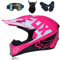 PAESCOY Motocross Helm Kinder Erwachsene Dirt Bike Offroad Cross Helms Herren ATV Motocross Helm Jugend Motorradhelm MX Enduro Full Face MTB Helm Mit Brille Maske Handschuhe Downhill Helm,Pink-M