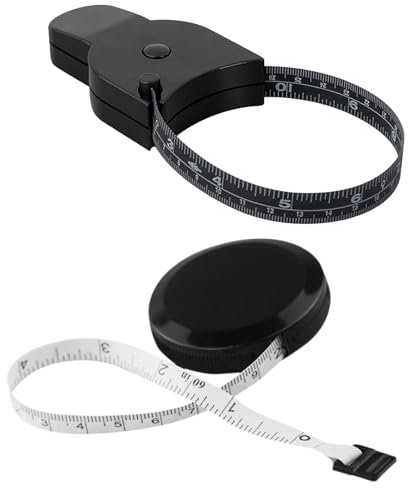 Set de 2 Mètres Ruban Couture – 150 cm Noir Rétractable & Mètre Ruban Précis pour Mesures du Corps, Fitness, Tailleur et DIY