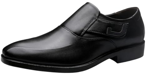 Zapatos Hombre Vestir,Mocasines de Vestir de Piel Sin Cordones Formales Moda Zapatos de Negocios Suelas Blandas Cómodos Zapatillas de Cuero Clásicos Colores Sólido 2025