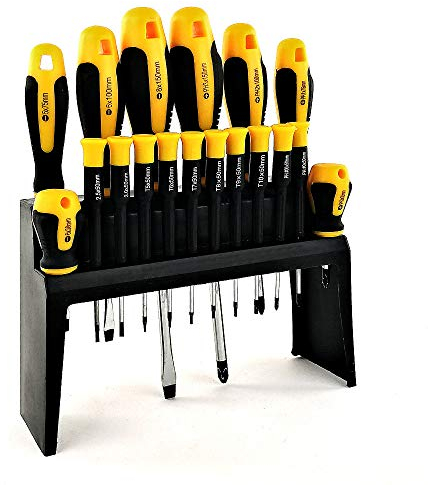 CACCIAVITI a taglio, croce, torx e di precisione 18 giraviti + RACK DI SUPPORTO