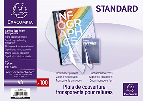 Exacompta 42745E Einbanddeckel (PVC, DIN A3) 100 Stück transparent