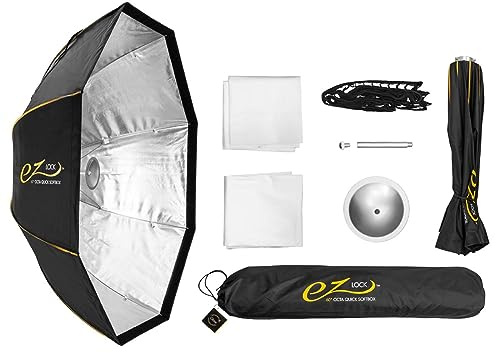 Glow EZ Lock 60 Octa Small Quick Softbox, Eight-Sided Parabolic Opens Up and Closes Down Easily, Bowens Mount unit with Speedring Swap for Ideal Speedlight.