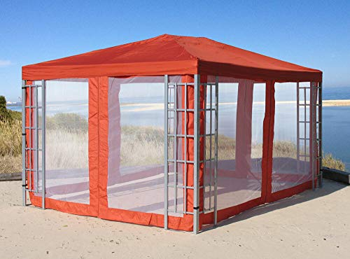 QUICK STAR Rank Pavillon Set 3x4m Metall Garten Partyzelt Terra mit 4 Seitenteilen Moskitonetz