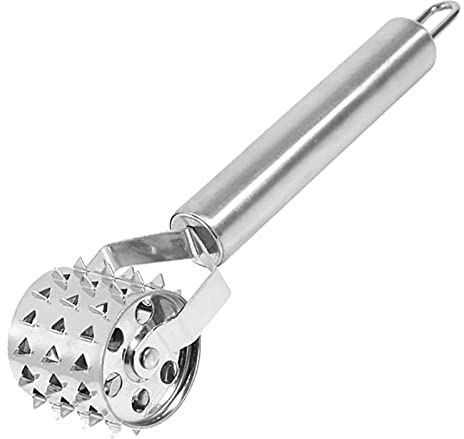 Rouleau Attendrisseur à Viande Rouleau Attendrisseur Steak en Acier Inoxydable Attendrisseur de Viande avec Poignée Ergonomique pour Steak Pork Beef Côtelettes d'Agneau de Poulet et Pâte à Pizza