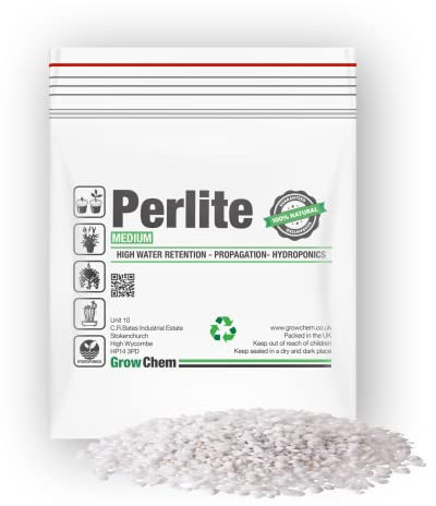 Grow Chem Perlite for Plants (2.5L Bag) Medium Grade(2-5mm) Perlite Potting Mix-Quality Growing Medium for Natural Root Growth,Indoor&Outdoor Seeds and Plants Perlite Soil Aeration and Drainage