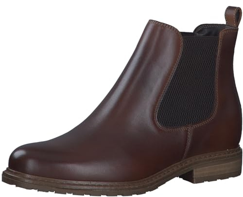 Tamaris Femme Bottines, Dame Bottines Chelsea,Demi-Bottes,Bottines,Bottes de Glisse,Plat,Muscat Leather,40 EU