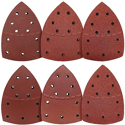 72-Piece Sanding Sheets - 11 Hole Mouse Sander Pads, Assorted 40 60 80 120 180 240 Grits Sandpaper Compatible with Bosch Multi-Sander PSM 100A/200 AES/PSM 18