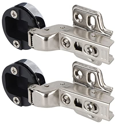 Glass Cabinet Door Hinges, 35mm Cup Size, 4-Hole Design, Large Bend Insert, Silent Operation, 2 Sets