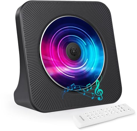 Reproductor de CD Bluetooth con diseño de escritorio, reproductor de CD de radio portátil con altavoces dobles y temporizador, soporta entrada AUX/USB, radio FM, toma de auriculares, transmisión