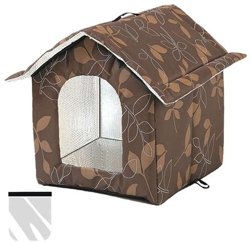 Niche pour chats extérieure, caverne pour chats pour l'extérieur, niche pour chats pour l'extérieur résistante à l'hiver imperméable, combinée avec une isolation en feuille d'aluminium et un rideau