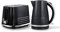 Tower Solitaire Kitchen Set, 1.5L Rapid Boil Kettle & 2 Slice Toaster, Black and Chrome Accents, T10075BLK, T20082BLK