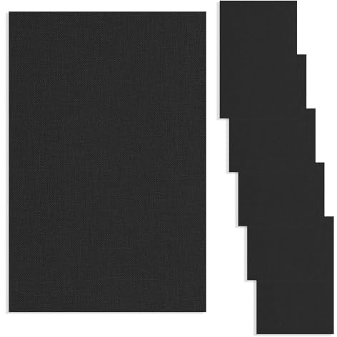 6 Pcs Fabric Repair Patch Linen Couch Fabric Patch Self Adhesive Leather Repair Patch 5.9 X 3.9 Inch Couch Patch Repair Fabric for Sofas, Furniture, Bags, Car Seats (Black)