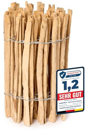 Garronda Gartenzaun zum Stecken aus Haselnüsse Zaun Garten Staketenzaun Beeteinfassung Holz Steckzaun Hochwertiger Gartenzaun für Ihren Garten GD-0079 (Lattenabstand: 3-5 cm, 60 cm x 500 cm)
