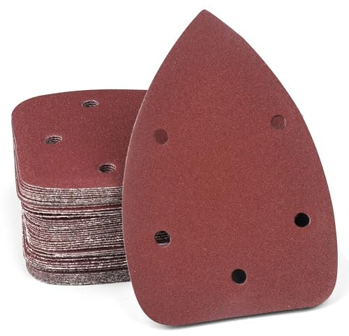 60PCS Sanding Pads, Mouse Sander Pads P60/P80/P100/P120/P180/P240 Grits,Multi Tool Sanding Pads,5 Holes Sandpaper for Wood, Metal, Plastic