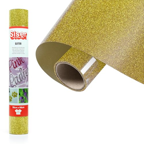 SISER® Glitter Gold Heat Transfer Vinyl, 50 x 30 cm