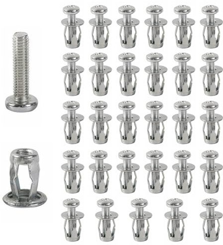 30 Pcs Hollow Wall Anchor, M4x20 Hollow Door Anchor Metal Wall Plugs with Screws Hollow Door Fixings for Anchors Aluminium