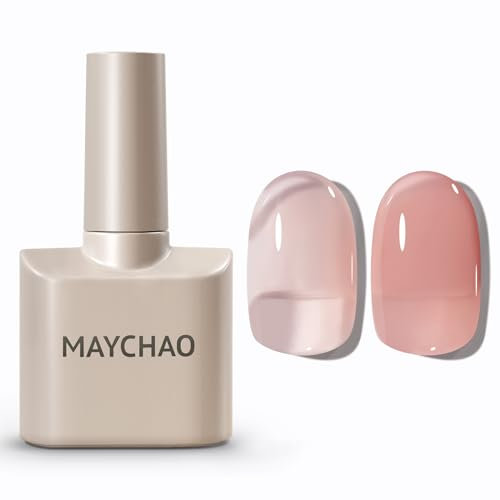 MAYCHAO 15ML Jely Gel Nail Polish, Gray Pink Jelly Gel Nail Polish Soak Off UV LED Nail Varnish Nail Art Starter Manicure Salon DIY at Home, 0.5 OZ