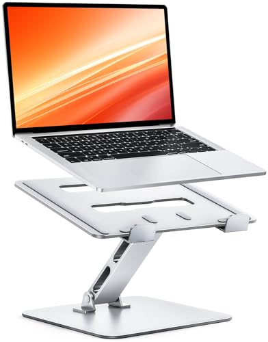 CIRYCASE Laptop Stand for Desk, Ergonomic Foldable Laptop Riser with Adjustable Height, Ventilated Aluminum Portable Computer Stand Desktop Shelf Organizer Compatible with MacBook Air, 10-16 Notebook
