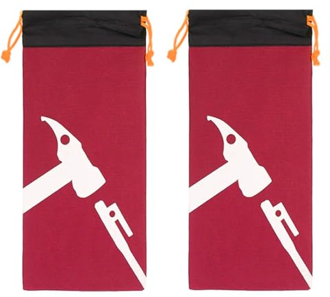 Nicear 2 pcs Tent Peg Bag Camping Portable Stakes Hammer Nail Pouch Storage Bag Pack Tent Pegs Nails Hammer Tool Pouch Red