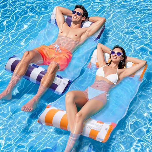Teverellsax Materassino Mare XL, 2 pezzi Amaca Gonfiabile Galleggiante 4 in 1, Materassino Gonfiabile Mare Piscina, Gonfiabili Piscina, Accessori Piscina Gonfiabile Adulti,Accessori per Piscine Estivi