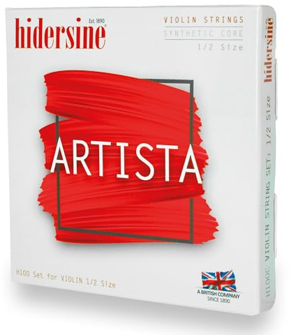 Hidersine Artista Series Premium 1/2 Size Violin String Set – Synthetic Core A/D/G with Steel E String - Warm Tone, Stable Tuning & Easy Play for Young Violinists Premium Strings for Half Size Violins