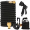 Expandable Garden Hose 15M/50FT, Never Kink Flexible Hose Pipe, with 8 Modes, Expandable Garden Hose for Pet Car Washing, Cleaning, Watering Lawn and Garden(Reaching 50FT After Expansion)