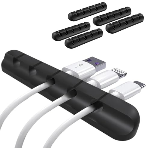 ADYTON - Organizadores de Cables, Sujetacables Adhesivos para Escritorio, Gestión de Cables USB, Clips Autoadhesivos para Ordenador, TV, Oficina y Hogar [Pack de 5]