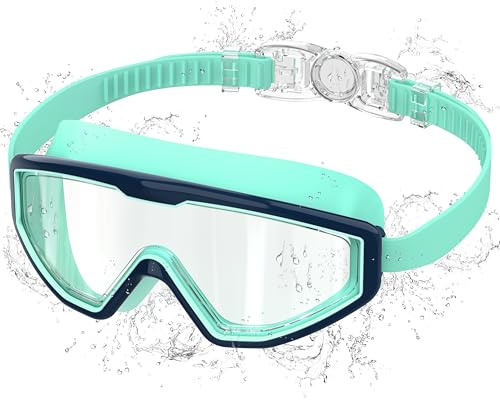 Ambienden Occhialini Nuoto Bambini con Anti-Appannamento, Protezione UV, Vista Ampia, Regolazione a Pulsante, Sigillo in Silicone, Occhialini Piscina Unisex per 3-12 Anni, GR2