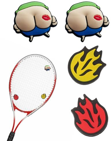 SCJJZ 4Pcs Amortiguador Raqueta Tenis, Antivibrador de Vibración de Silicona con Diseño de Dibujos Animados, Amortiguador para Raqueta de Tenis, Raquetas de Bádminton y Raquetas