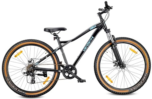 sun baby Verdant Shred VTT 27.5 Pouces pour Femmes et Hommes, léger Vélo Tout Terrain 27.5 - Cadre en Aluminium, Freins à Disque, 7 Vitesses - Noir