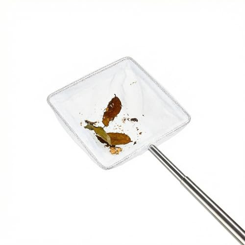 LEOUEANR Paquet de 2 Filets de Pêche Extensibles pour Aquarium, Cadre Carré Blanc avec Manche en Acier Inoxydable Réglable (13,5cm-39cm)