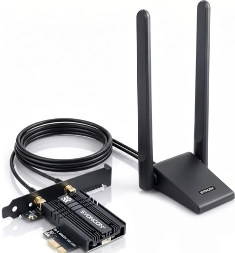 SYONCON AXE5400 PCIe WLAN Karte für PC mit Antennenverlängerung