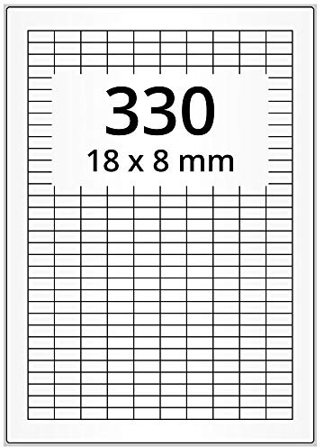 Wetterfeste Folienetiketten auf A4 Bogen, weiß - 18 x 8 mm - 33.000 Polyester Etiketten auf 100 Blatt, selbstklebende PET Aufkleber, matt