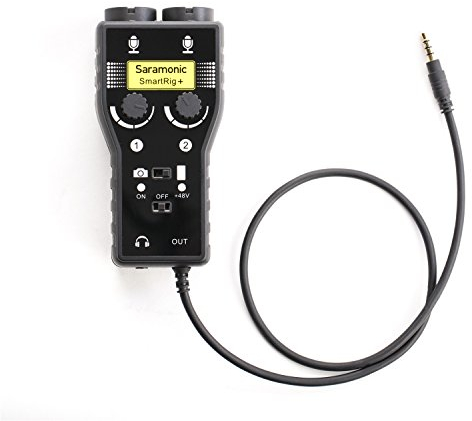 Saramonic SmartRig + 2-Kanal XLR / 3,5-mm Karaoke Mikrofon Audio Mischpult Vorverstärker und Gitarrenschnittstelle für DSLR Kameras Camcorder iPhone 8 8X 7 7 Plus iPad iPod Android Smartphone-Gitarre