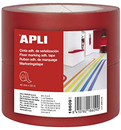 APLI 18609 - Pack 2 självhäftande tejp PVC röd 40 mm x 33 m 160 μm