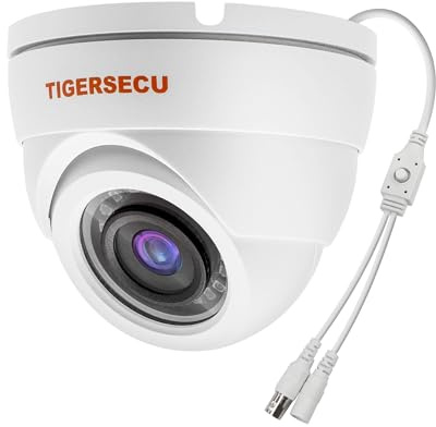 TIGERSECU 1080P Metal Wide Angle Dome Security Camera for DVR, Weatheproof for Indoor/Outdoor Use, Hybrid 4-in-1 OSD Switch for TVI/CVI/AHD/CVBS DVRs (Power Supply and Coaxial Cable Sold Separately)