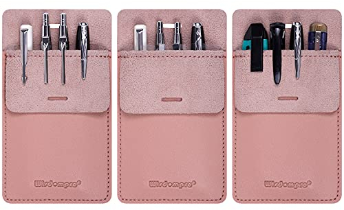 Wisdompro 3 Pièces Pochette Infirmiere en Cuir, Protections de Poche pour Protéger Les Poches de la Contamination, Pochette Aide Soignante pour Transporter des Stylos (Rose)