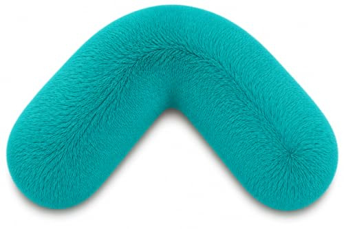 HOMES-LINEN Teddy V Shaped Complete V Pillow or V Case Only For Neck Maternity Back Support Soft Warm Plush Cosy Fleece V Shape Cover (Teddy Cuddles Teal, Teddy Cover Only)